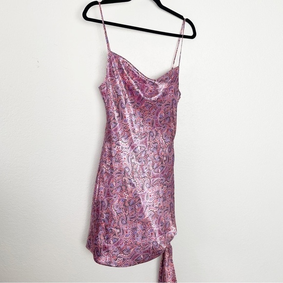 Cinq a Sept Ryder Paisley Satin Mini Dress in Tea Rose Multi Pink Size 10 Party - Picture 4 of 9